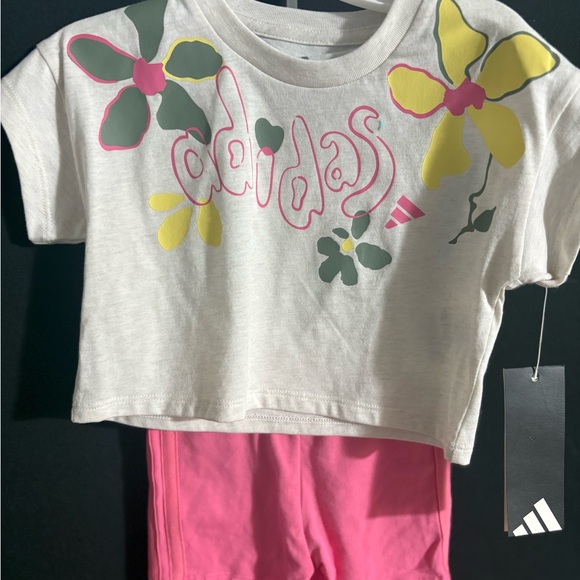 adidas Other - Adidas Floral Logo Tee And Shorts Set— Size 12M